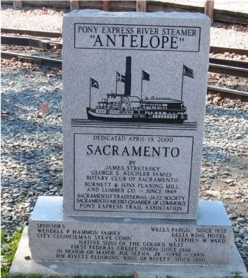 Pony Express River Steamer “Antelope”. Click for full size. Pony Express River Steamer “Antelope” image. Click for full size.