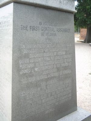 The First General Assembly of Virginia Marker image. Click for full size.