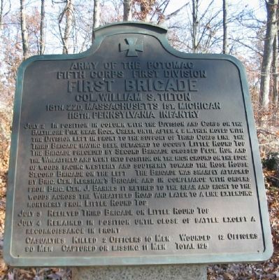 First Brigade, First Division, Fifth Corps Tablet. Click for full size. First Brigade, First Division, Fifth Corps Tablet image. Click for full size.