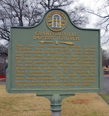 Crawfordville Baptist Church Marker image. Click for full size.