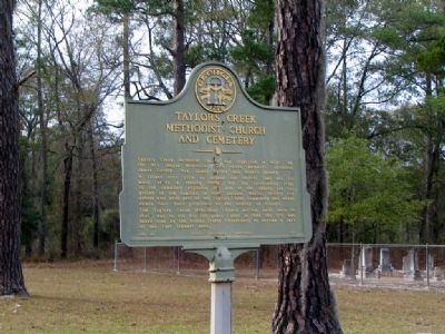 Taylors Creek Methodist Church and Cemetery Marker image. Click for full size.