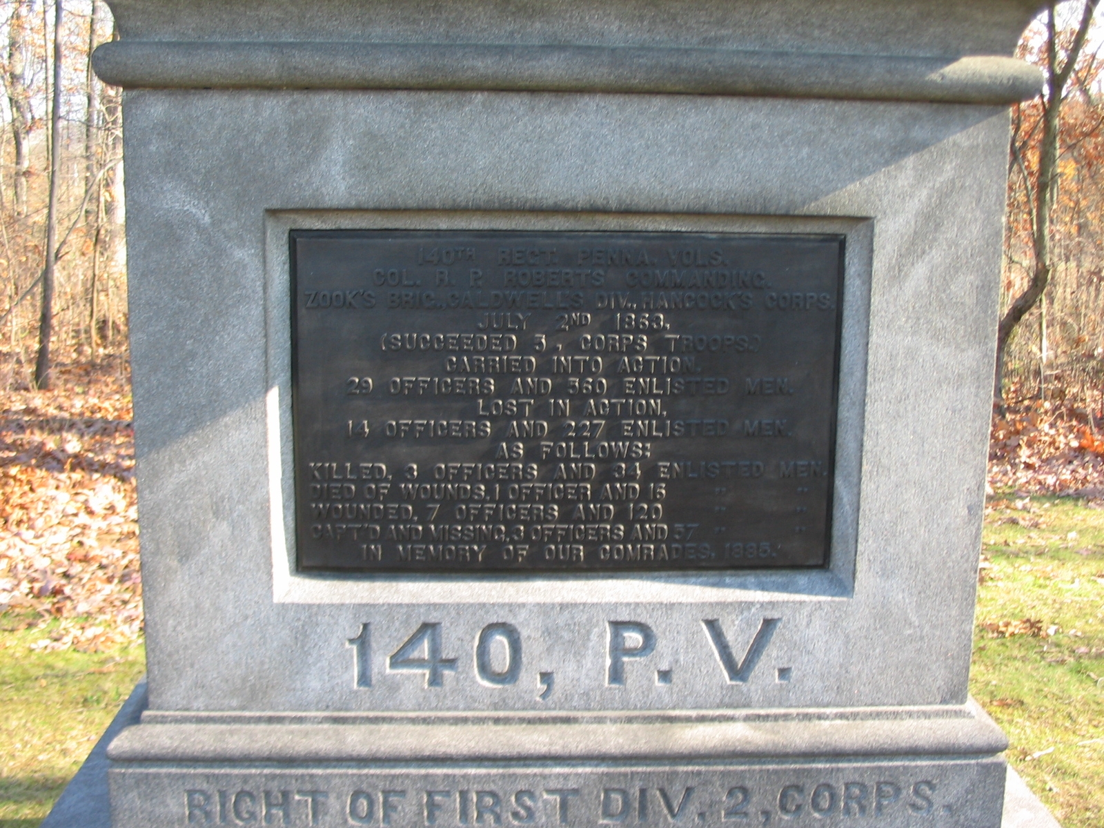 140th Pennsylvania Infantry Monument