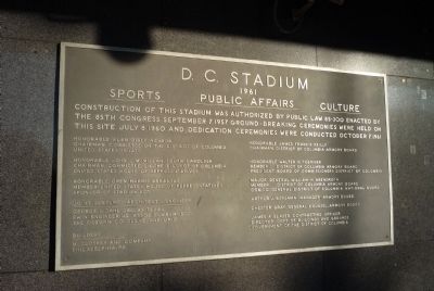 D.C. Stadium dedication marker, image. Click for full size.