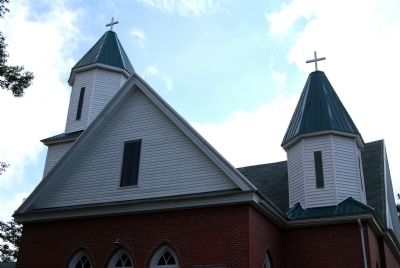 Simmon Ridge Missionary Baptist Church -<br>Two Spires and West Gable. Click for full size. Simmon Ridge Missionary Baptist Church -<br>Two Spires and West Gable image. Click for full size.