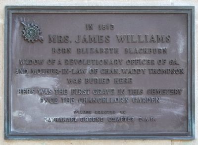 Mrs. James Williams Marker. Click for full size. Mrs. James Williams Marker image. Click for full size.