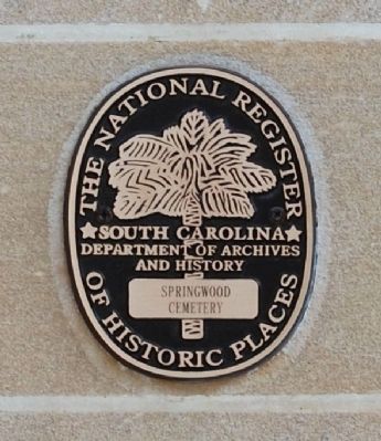 Springwood Cemetery -<br>National Register Medallion. Click for full size. Springwood Cemetery -<br>National Register Medallion image. Click for full size.