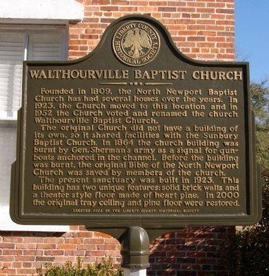 Walthourville Baptist Church Marker image. Click for full size.