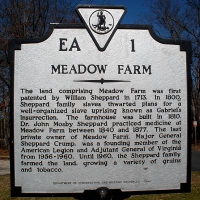 Meadow Farm Marker. Click for full size. Meadow Farm Marker image. Click for full size.