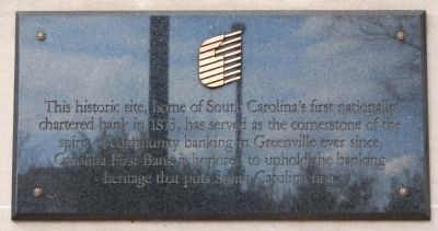 South Carolina's First National Bank Marker. Click for full size. South Carolina's First National Bank Marker image. Click for full size.