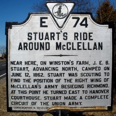 Stuart's Ride Around McClellan Marker image. Click for full size.
