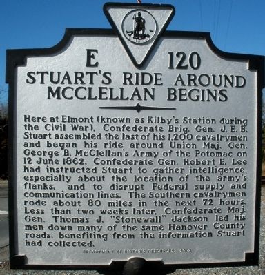 Stuart's Ride Around McClellan Begins Marker image. Click for full size.