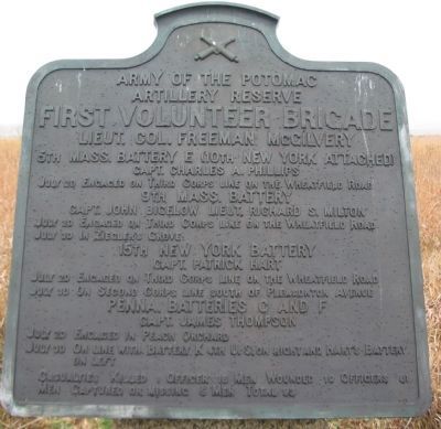First Volunteer Brigade, Artillery Reserve Tablet. Click for full size. First Volunteer Brigade, Artillery Reserve Tablet image. Click for full size.