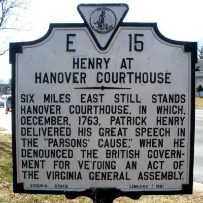 Henry at Hanover Courthouse Marker image. Click for full size.