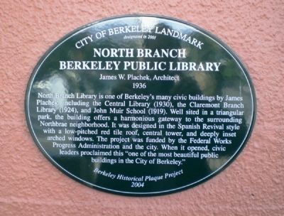 North Branch Berkeley Public Library Marker image. Click for full size.