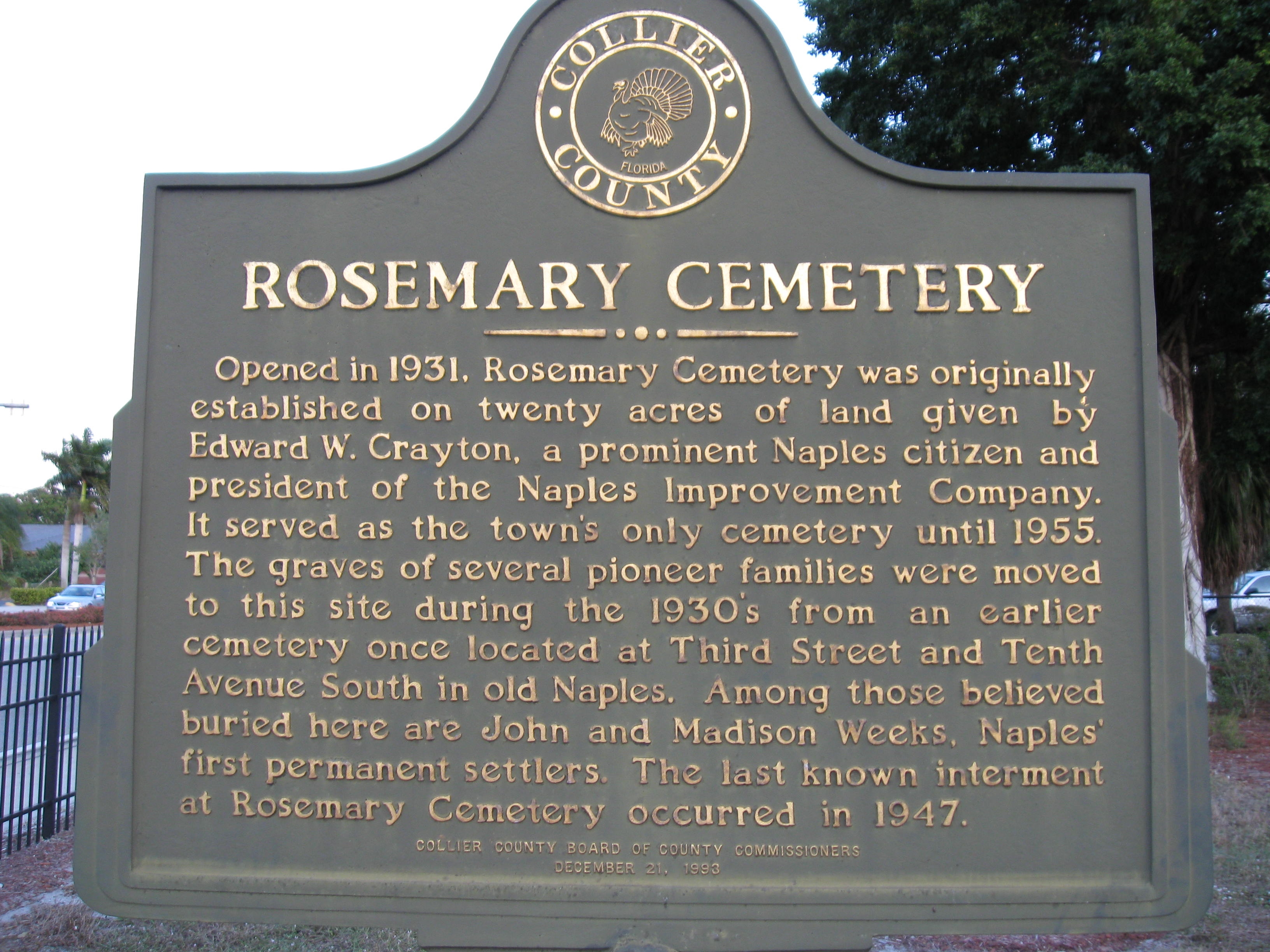 Rosemary Cemetery Marker