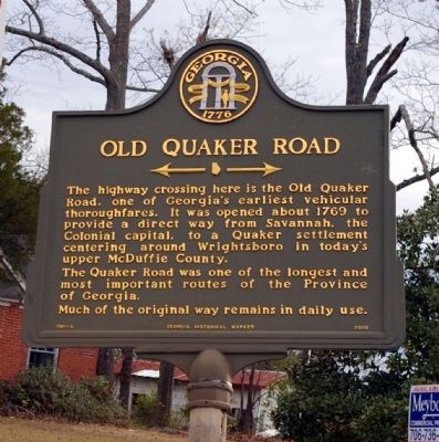 Old Quaker Road Marker. Click for full size. Old Quaker Road Marker image. Click for full size.