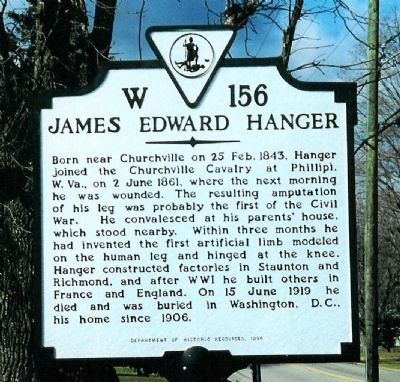 James Edward Hanger Marker image. Click for full size.