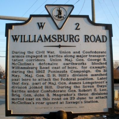 Williamsburg Road Marker image. Click for full size.