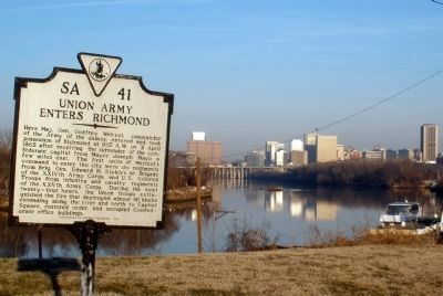 Looking up the James River toward Richmond. Click for full size. Looking up the James River toward Richmond image. Click for full size.