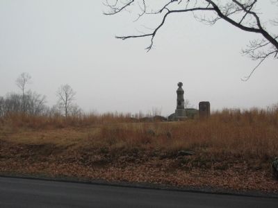 Monuments at the South end of Cemetery Ridge. Click for full size. Monuments at the South end of Cemetery Ridge image. Click for full size.