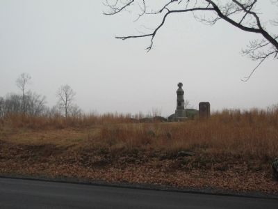 Monuments at the South end of Cemetery Ridge. Click for full size. Monuments at the South end of Cemetery Ridge image. Click for full size.