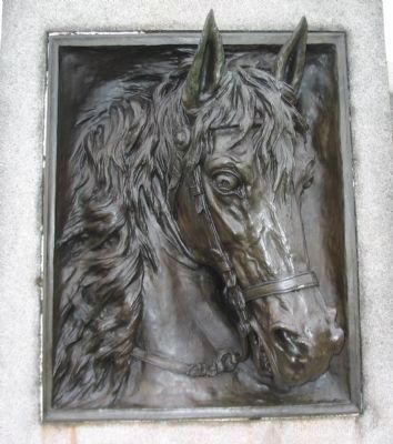 Relief of Horse's Head on Front of Monument image. Click for full size.