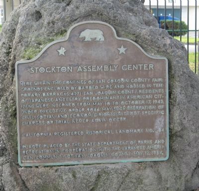 Stockton Assembly Center Marker image. Click for full size.