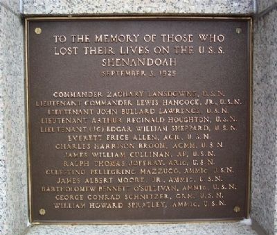 U.S.S. Shenandoah Memorial Marker. Click for full size. U.S.S. Shenandoah Memorial Marker image. Click for full size.