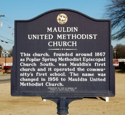 Mauldin United Methodist Church Marker image. Click for full size.