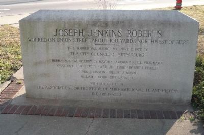 Joseph Jenkins Roberts Marker - northeast face image. Click for full size.