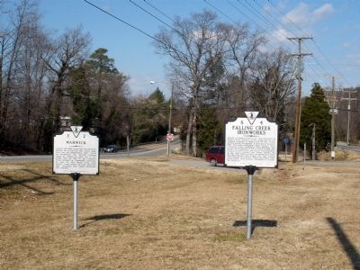 Falling Creek Ironworks Marker at Falling Creek Wayside. Click for full size. Falling Creek Ironworks Marker at Falling Creek Wayside image. Click for full size.
