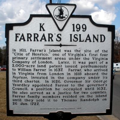 Farrar's Island Marker image. Click for full size.