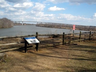 Dutch Gap Canal CWT Marker looking downriver towards the Varina-Enon bridge. image. Click for full size.