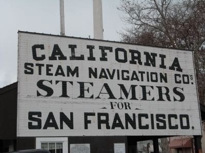 California Steam Navigation Co, Sign at Old Sacramento. Click for full size. California Steam Navigation Co, Sign at Old Sacramento image. Click for full size.