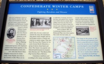 Confederate Winter Camps Marker. Click for full size. Confederate Winter Camps Marker image. Click for full size.