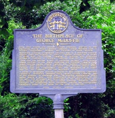 The Birthplace of George McDuffie Marker. Click for full size. The Birthplace of George McDuffie Marker image. Click for full size.