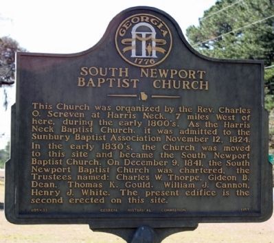 South Newport Baptist Church Marker image. Click for full size.