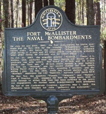 Fort McAllister Naval Bombardments Marker image. Click for full size.