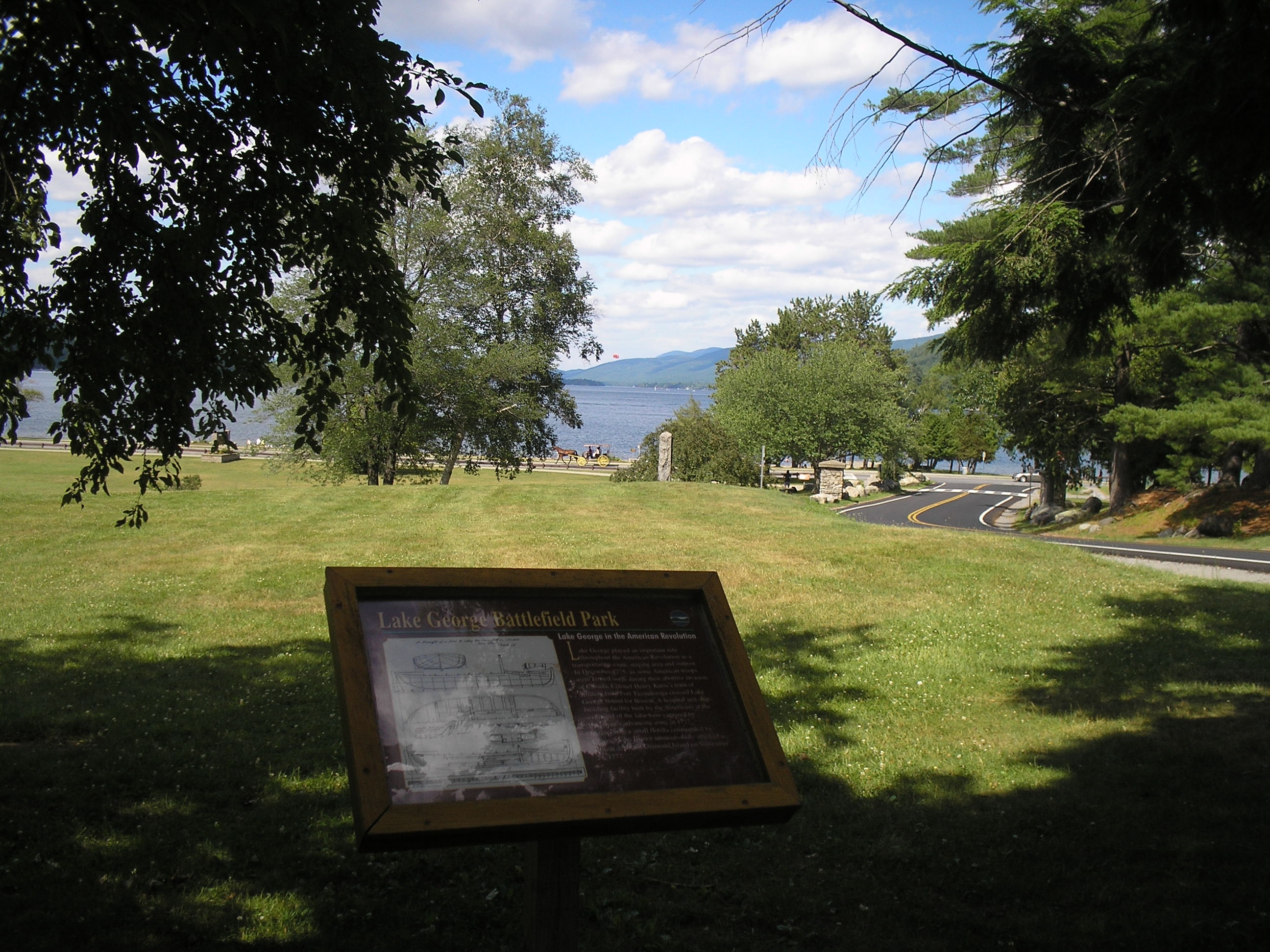Marker in Lake George Battlefield Park	