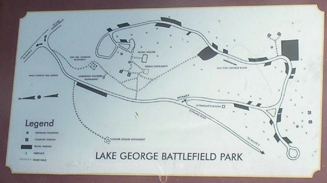 Lake George Battlefield Park Map from Marker. Click for full size. Lake George Battlefield Park Map from Marker image. Click for full size.