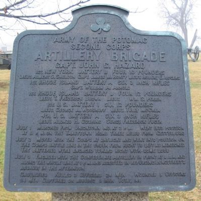Artillery Brigade, Second Corps Tablet. Click for full size. Artillery Brigade, Second Corps Tablet image. Click for full size.