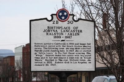 Birthplace of Jobyna Lancaster Ralston-Arlen Marker. Click for full size. Birthplace of Jobyna Lancaster Ralston-Arlen Marker image. Click for full size.