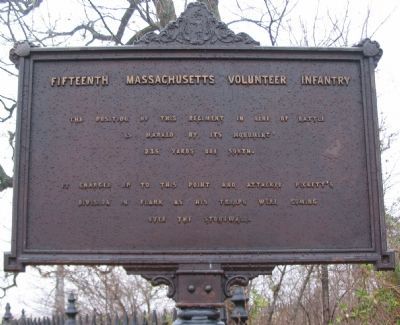 Fifteenth Massachusetts Vounteer Infantry Marker. Click for full size. Fifteenth Massachusetts Vounteer Infantry Marker image. Click for full size.