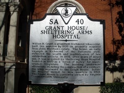 Grant House / Sheltering Arms Hospital Marker image. Click for full size.