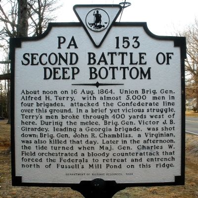 Second Battle of Deep Bottom Marker image. Click for full size.