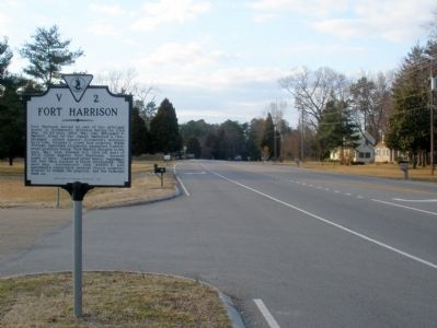 Fort Harrison Marker on New Market Road facing west.. Click for full size. Fort Harrison Marker on New Market Road facing west. image. Click for full size.