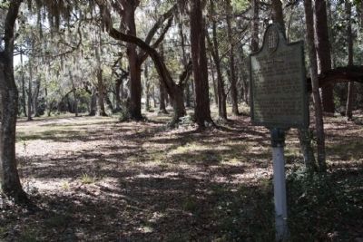 Colonel John McIntosh Marker looking down wagon road which re-joins Fairhope Rd image. Click for full size.