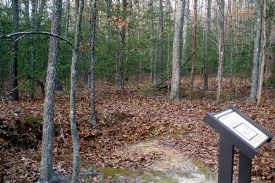 Union Reserve Line Marker in front of preserved rifle pits. image. Click for full size.