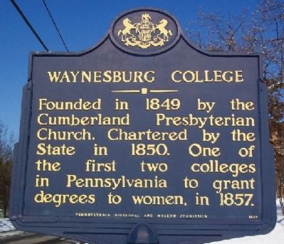 Waynesburg College Marker. Click for full size. Waynesburg College Marker image. Click for full size.