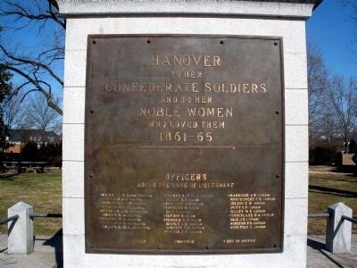Hanover Confederate Soldiers Monument Inscription. image. Click for full size.
